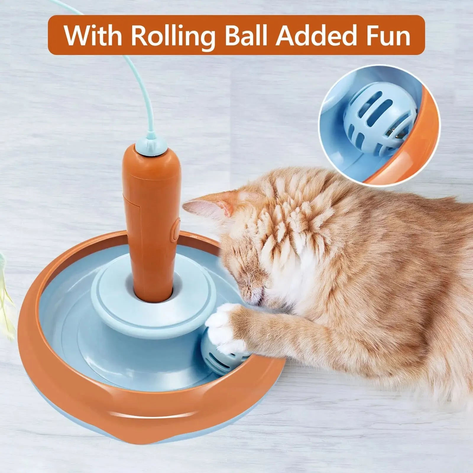 Interactive 360° Rotating Feather Toy for Cats