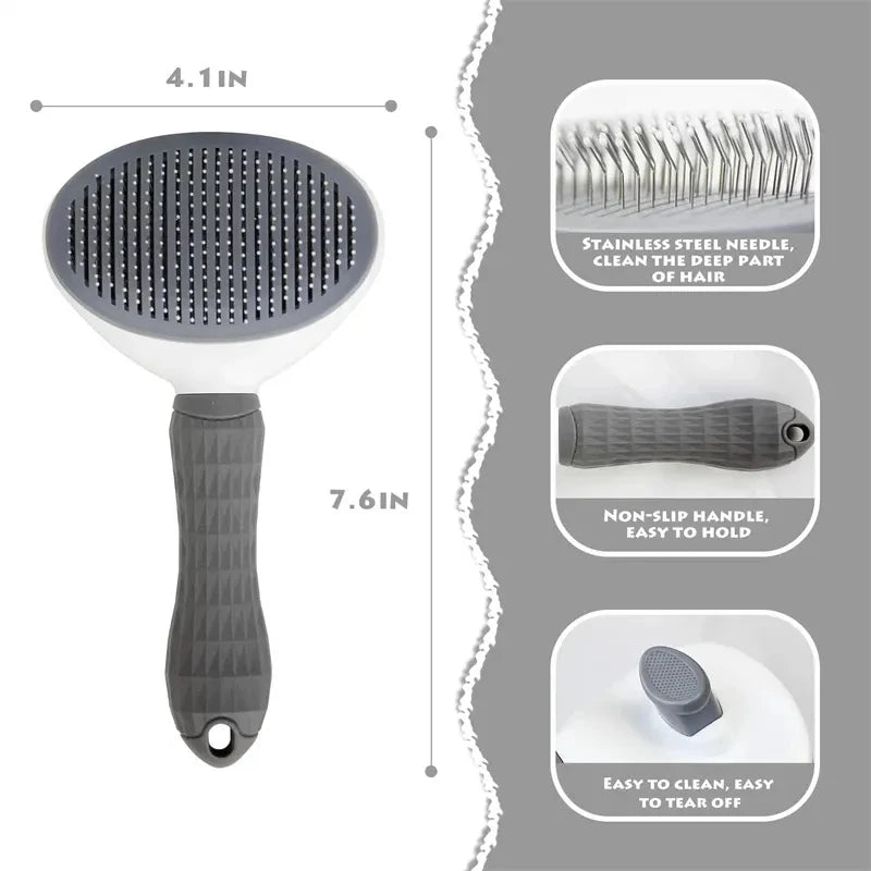 Self-Cleaning Pet Hair Removal Comb for Cats & Dogs