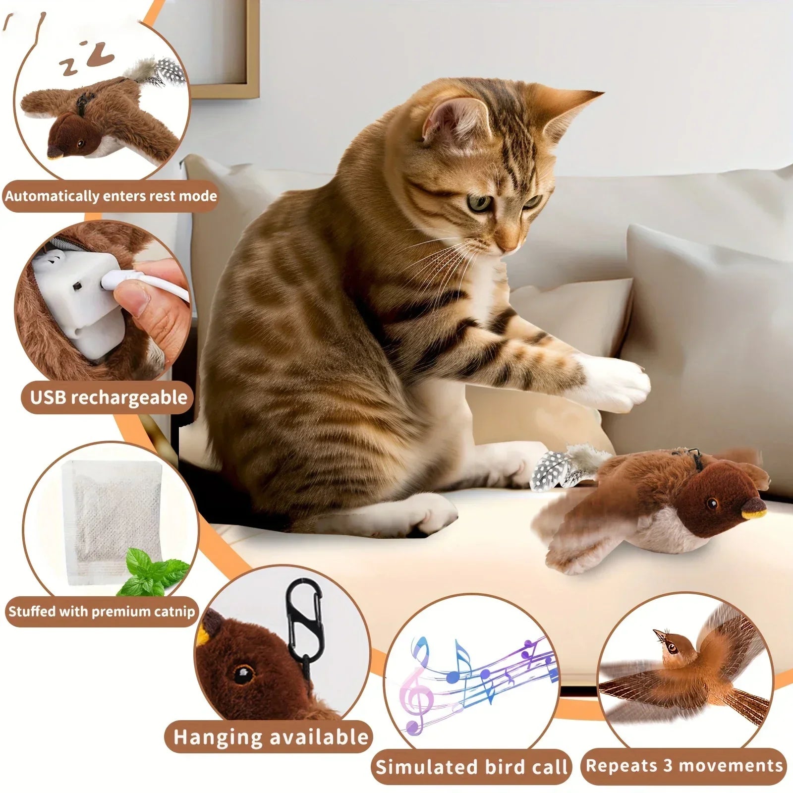 Interactive Remote Control Fluttering Bird Toy for Cats