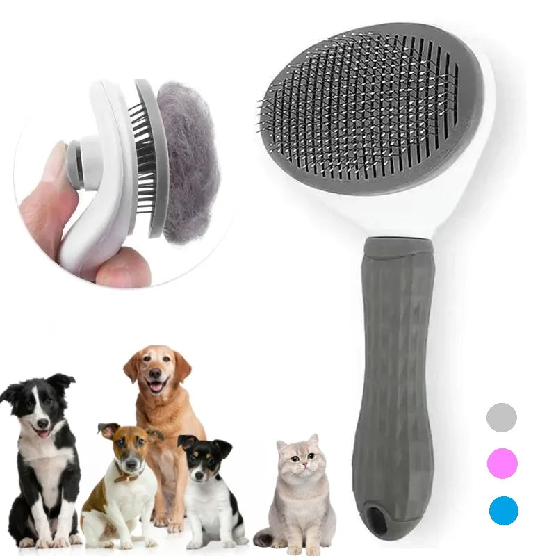 Self-Cleaning Pet Hair Removal Comb for Cats & Dogs