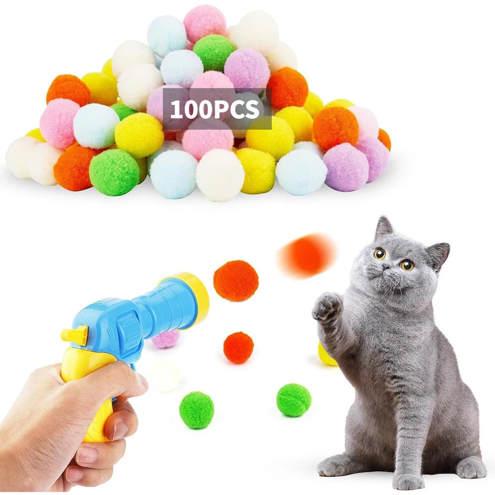 Plush Ball Launcher – Interactive Cat Toy for Endless Indoor Fun