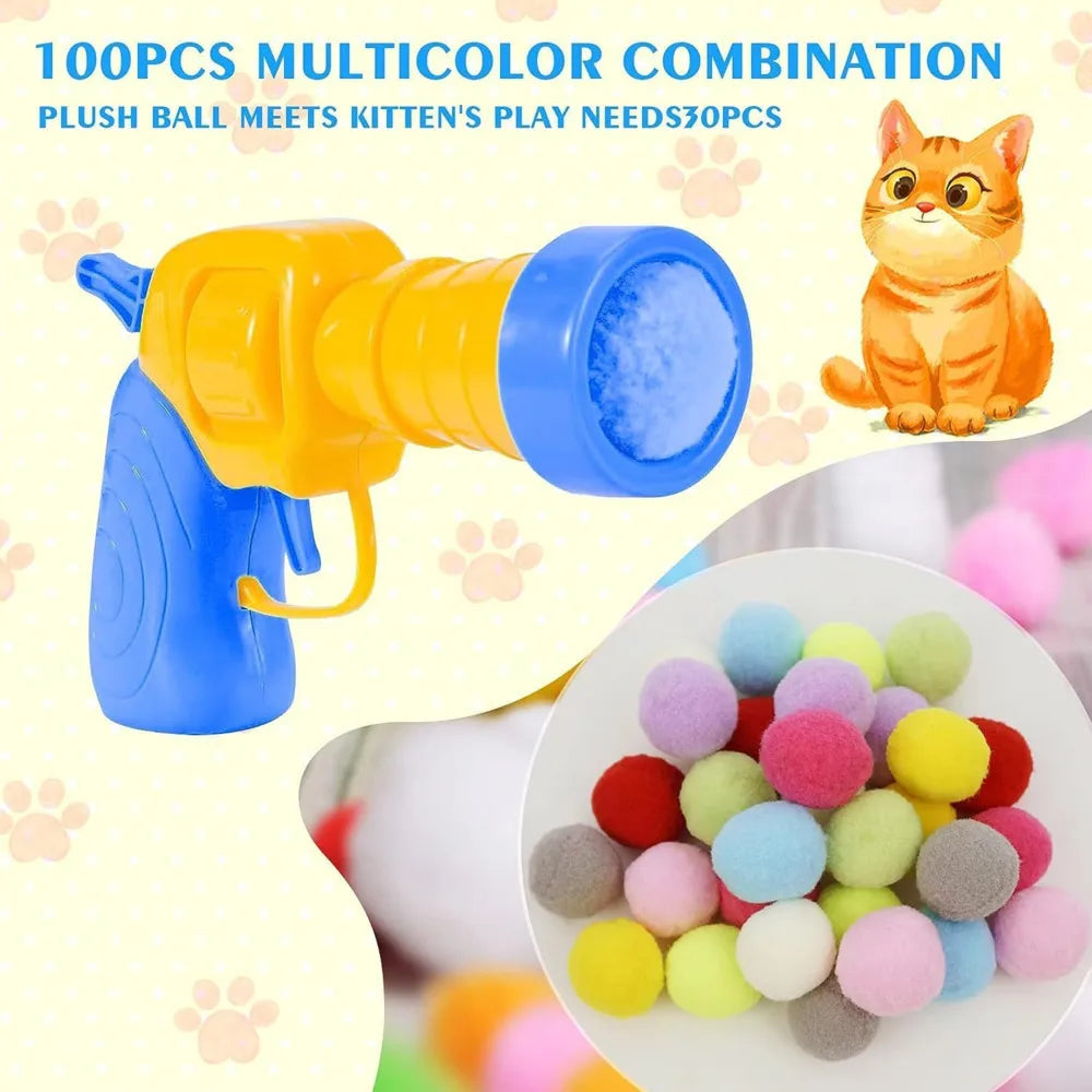 Plush Ball Launcher – Interactive Cat Toy for Endless Indoor Fun