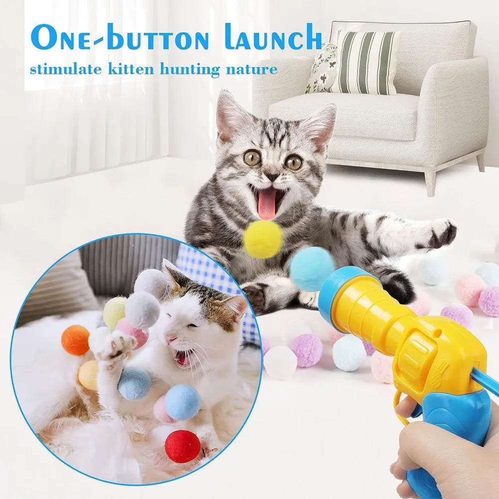 Plush Ball Launcher – Interactive Cat Toy for Endless Indoor Fun