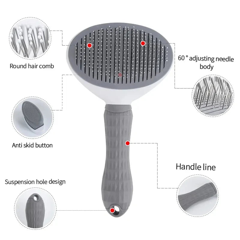 Self-Cleaning Pet Hair Removal Comb for Cats & Dogs